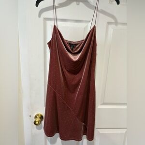 Speechless Womens SLIP DRESS XL Mauve Silver Studs Spaghetti Straps Velour NWT